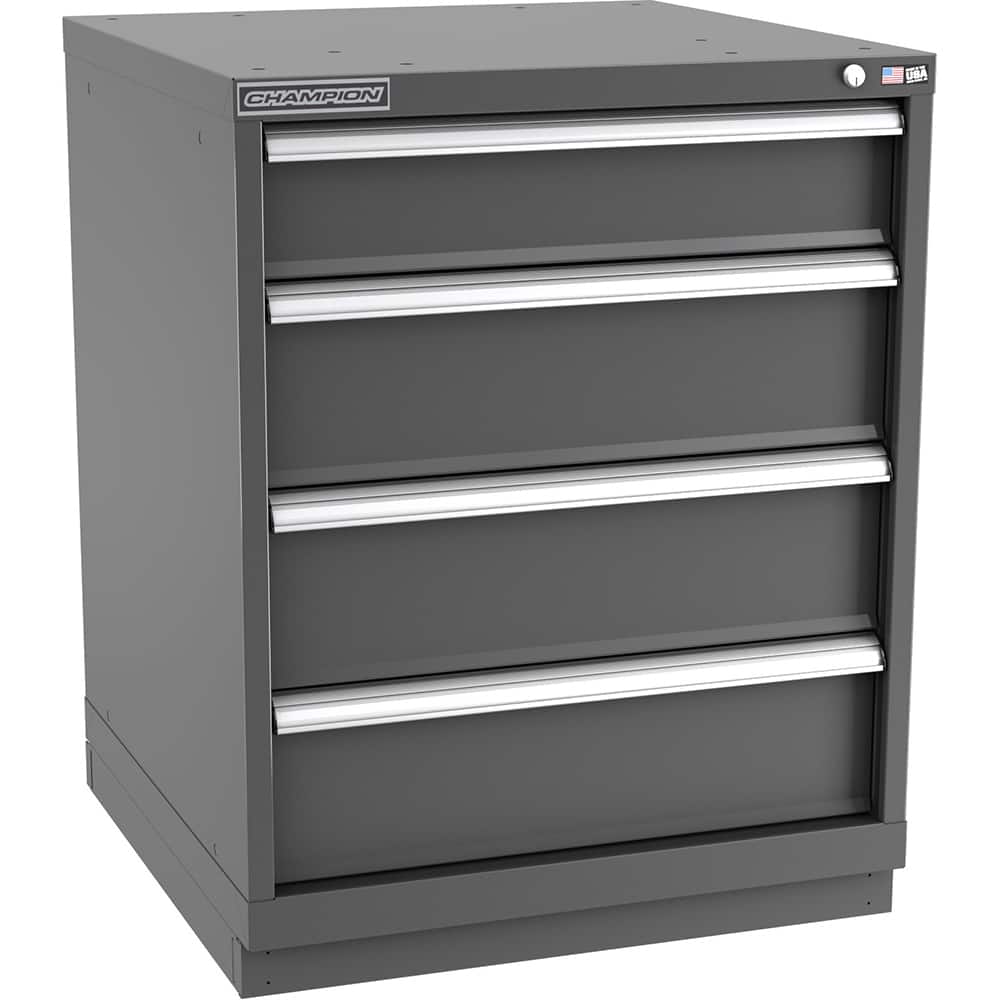 Champion Tool Storage - Modular Storage Cabinets; Type: Bench-Height Standard Width Drawer Cabinet ; Number of Drawers: 4.000 ; Height (Inch): 35-7/8 ; Width (Inch): 28-1/4 ; Depth (Inch): 28-1/2 ; Color: Dark Gray - Exact Tool & Supply