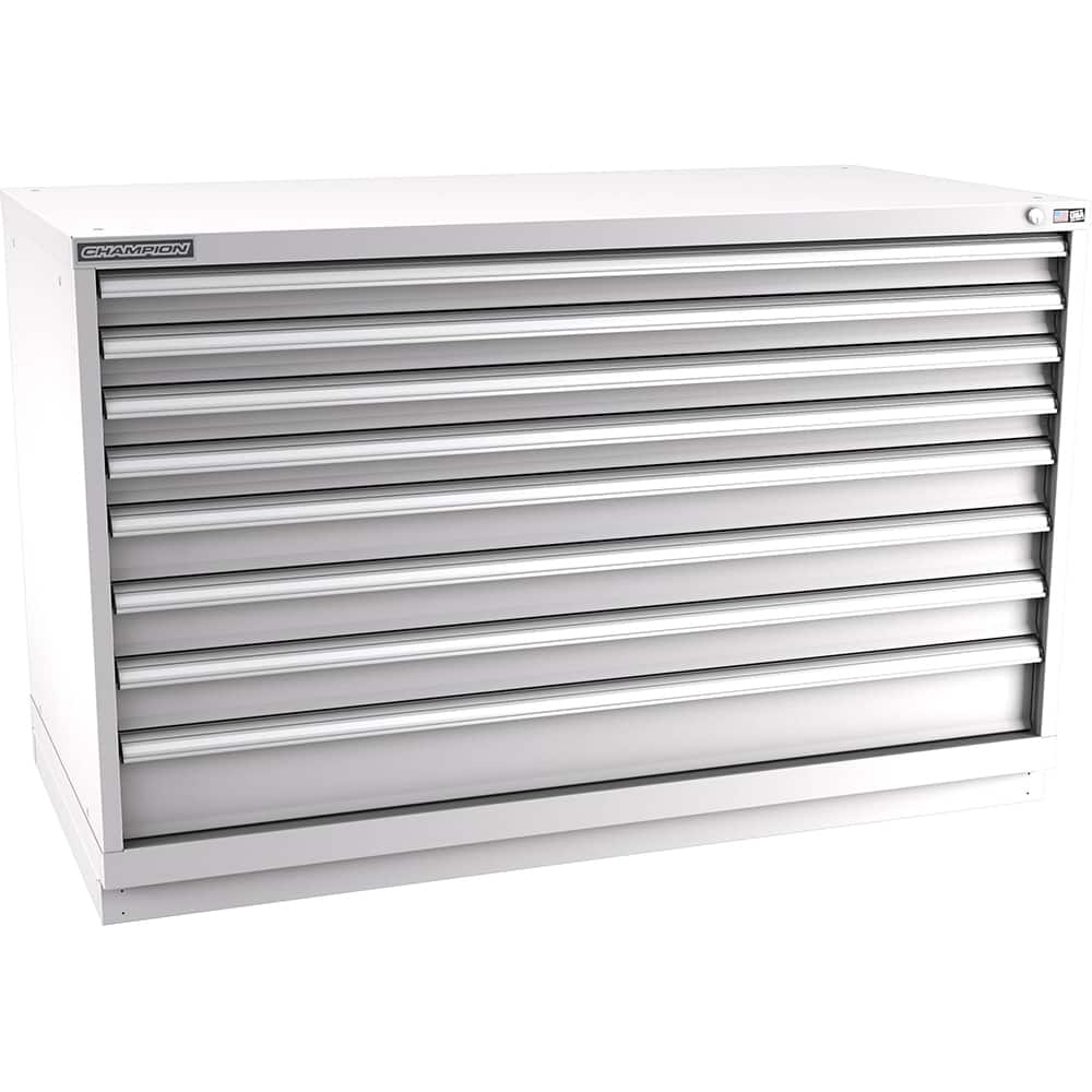 Champion Tool Storage - Modular Storage Cabinets; Type: Bench-Height Double Width Drawer Cabinet ; Number of Drawers: 8.000 ; Height (Inch): 35-7/8 ; Width (Inch): 56-1/2 ; Depth (Inch): 28-1/2 ; Color: Light Gray - Exact Tool & Supply