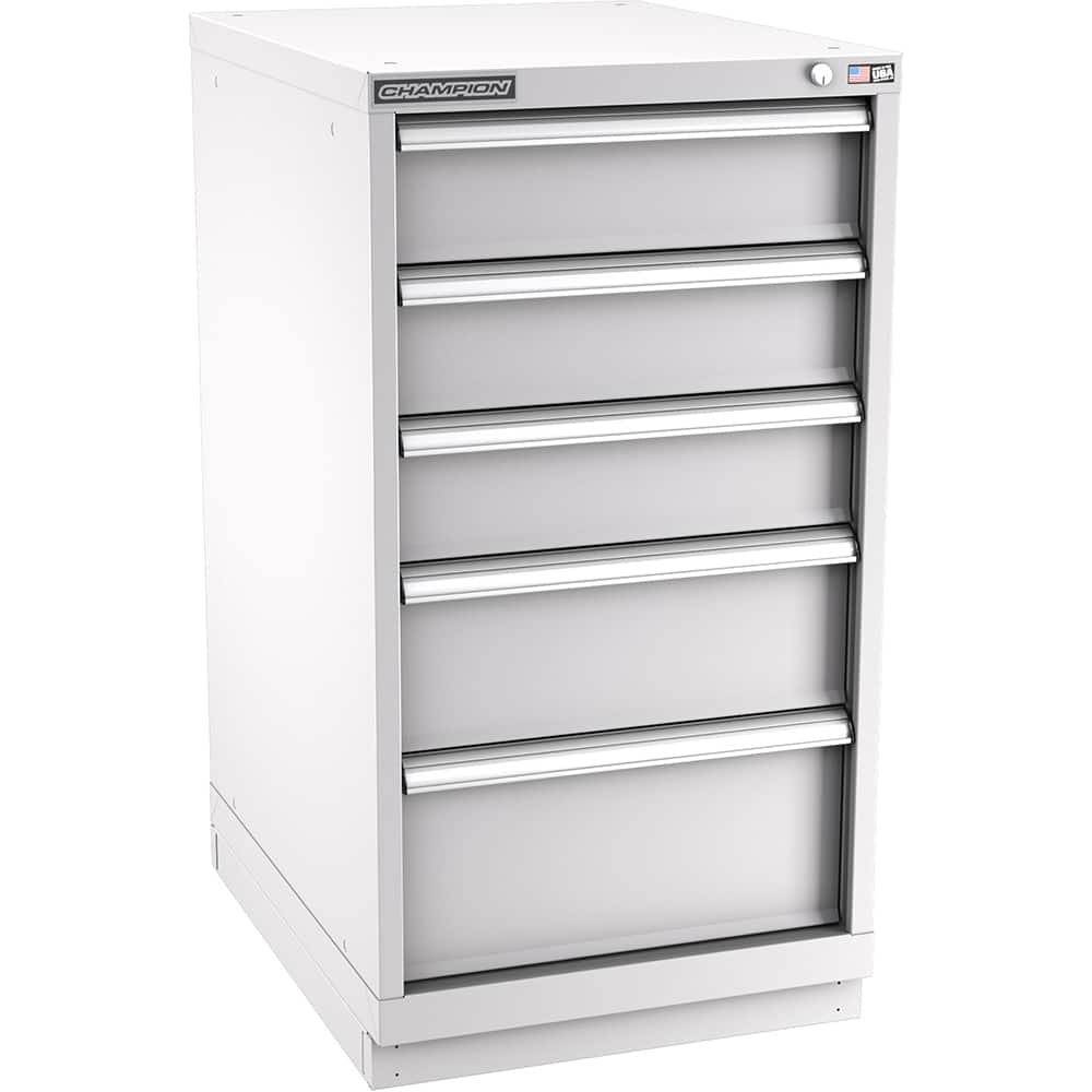 Champion Tool Storage - Modular Storage Cabinets; Type: Counter-Height Narrow Width Drawer Cabinet ; Number of Drawers: 5.000 ; Height (Inch): 41-3/4 ; Width (Inch): 22-3/16 ; Depth (Inch): 28-1/2 ; Color: Light Gray - Exact Tool & Supply