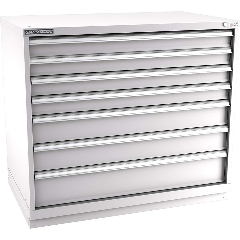 Champion Tool Storage - Modular Storage Cabinets; Type: Counter-Height Extra Width Drawer Cabinet ; Number of Drawers: 7.000 ; Height (Inch): 41-3/4 ; Width (Inch): 47 ; Depth (Inch): 28-1/2 ; Color: Light Gray - Exact Tool & Supply