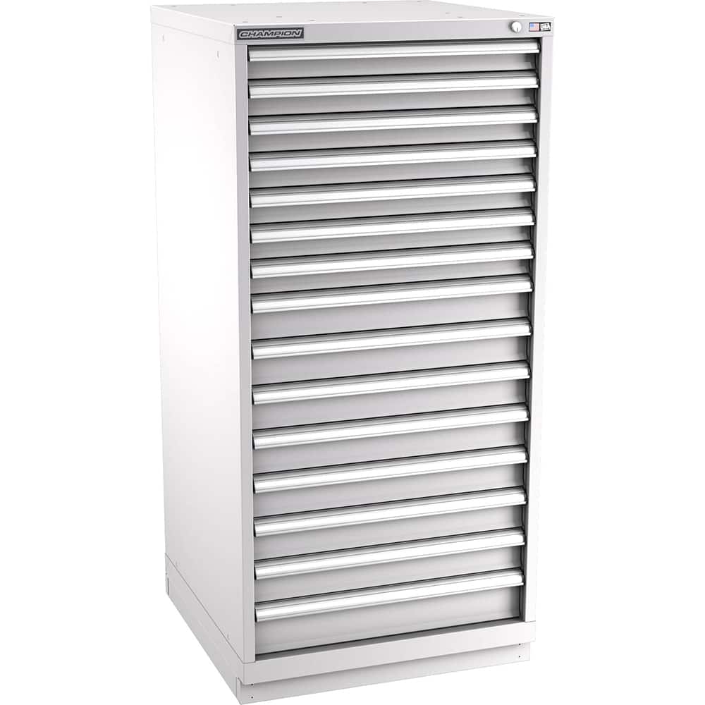 Champion Tool Storage - Modular Storage Cabinets; Type: Eye-Level Standard Width Drawer Cabinet ; Number of Drawers: 15.000 ; Height (Inch): 59-1/2 ; Width (Inch): 28-1/4 ; Depth (Inch): 28-1/2 ; Color: Light Gray - Exact Tool & Supply