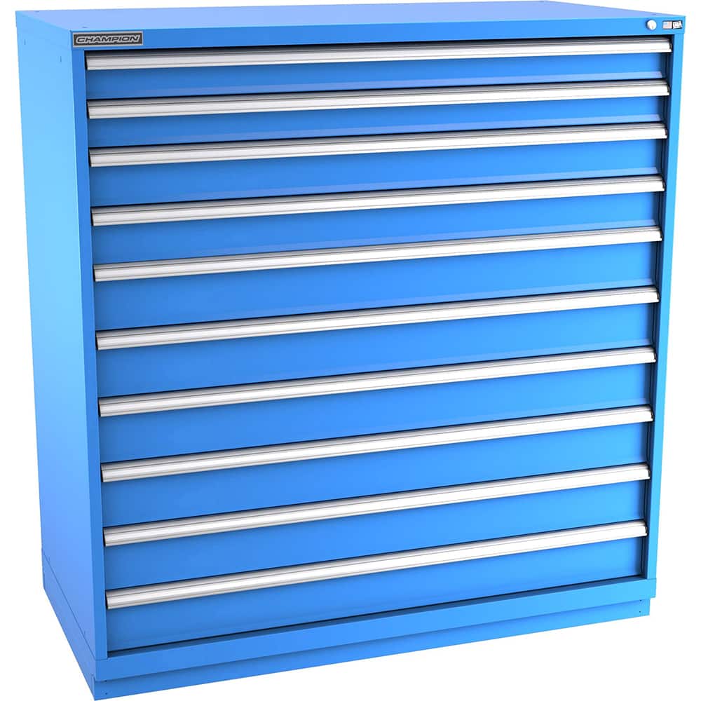 Champion Tool Storage - Modular Storage Cabinets; Type: Eye-Level Double Width Drawer Cabinet ; Number of Drawers: 10.000 ; Height (Inch): 59-1/2 ; Width (Inch): 56-1/2 ; Depth (Inch): 28-1/2 ; Color: Bright Blue - Exact Tool & Supply