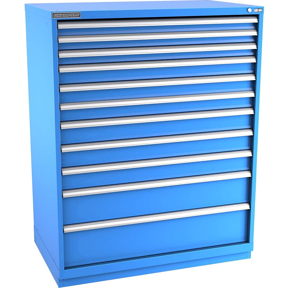 Champion Tool Storage - Modular Storage Cabinets; Type: Eye-Level Extra Width Drawer Cabinet ; Number of Drawers: 11.000 ; Height (Inch): 59-1/2 ; Width (Inch): 47 ; Depth (Inch): 28-1/2 ; Color: Bright Blue - Exact Tool & Supply
