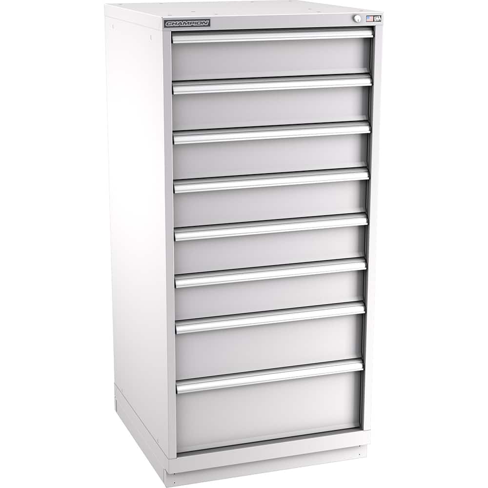 Champion Tool Storage - Modular Storage Cabinets; Type: Eye-Level Standard Width Drawer Cabinet ; Number of Drawers: 8.000 ; Height (Inch): 59-1/2 ; Width (Inch): 28-1/4 ; Depth (Inch): 28-1/2 ; Color: Light Gray - Exact Tool & Supply