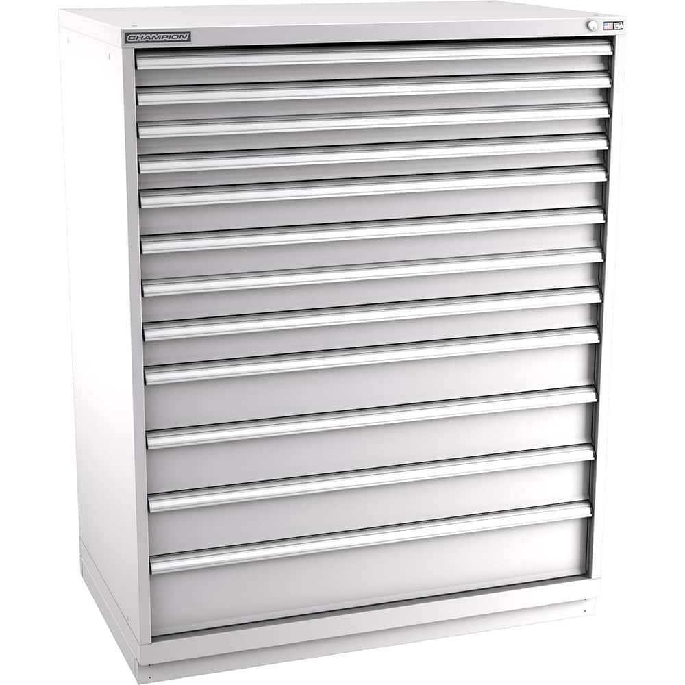 Champion Tool Storage - Modular Storage Cabinets; Type: Eye-Level Extra Width Drawer Cabinet ; Number of Drawers: 12.000 ; Height (Inch): 59-1/2 ; Width (Inch): 47 ; Depth (Inch): 28-1/2 ; Color: Light Gray - Exact Tool & Supply