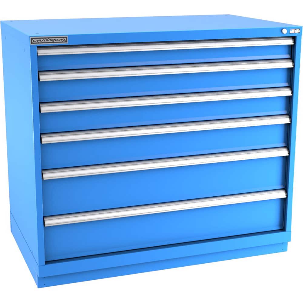 Champion Tool Storage - Modular Storage Cabinets; Type: Counter-Height Extra Width Drawer Cabinet ; Number of Drawers: 6.000 ; Height (Inch): 41-3/4 ; Width (Inch): 47 ; Depth (Inch): 28-1/2 ; Color: Bright Blue - Exact Tool & Supply