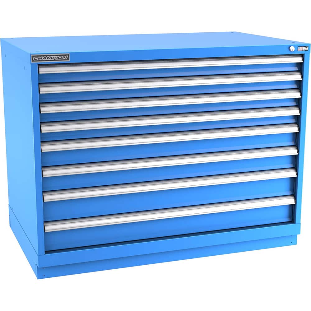 Champion Tool Storage - Modular Storage Cabinets; Type: Bench-Height Extra Width Drawer Cabinet ; Number of Drawers: 8.000 ; Height (Inch): 35-7/8 ; Width (Inch): 47 ; Depth (Inch): 28-1/2 ; Color: Bright Blue - Exact Tool & Supply