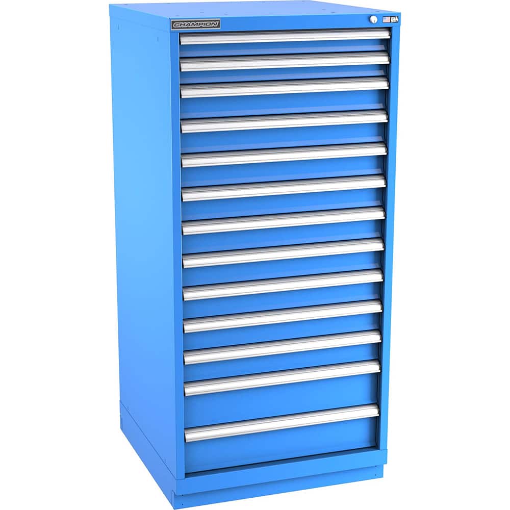 Champion Tool Storage - Modular Storage Cabinets; Type: Eye-Level Standard Width Drawer Cabinet ; Number of Drawers: 13.000 ; Height (Inch): 59-1/2 ; Width (Inch): 28-1/4 ; Depth (Inch): 28-1/2 ; Color: Bright Blue - Exact Tool & Supply