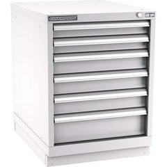 Champion Tool Storage - Modular Storage Cabinets; Type: Desk-Height Narrow Width Drawer Cabinet ; Number of Drawers: 6.000 ; Height (Inch): 29-7/8 ; Width (Inch): 22-3/16 ; Depth (Inch): 28-1/2 ; Color: Light Gray - Exact Tool & Supply