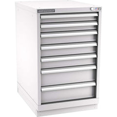 Champion Tool Storage - Modular Storage Cabinets; Type: Bench-Height Narrow Width Drawer Cabinet ; Number of Drawers: 7.000 ; Height (Inch): 35-7/8 ; Width (Inch): 22-3/16 ; Depth (Inch): 28-1/2 ; Color: Light Gray - Exact Tool & Supply