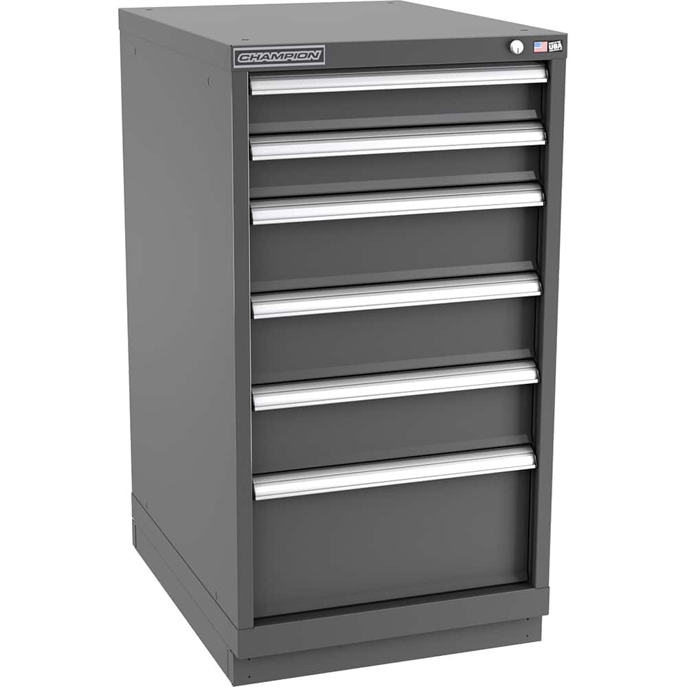 Champion Tool Storage - Modular Storage Cabinets; Type: Counter-Height Narrow Width Drawer Cabinet ; Number of Drawers: 6.000 ; Height (Inch): 41-3/4 ; Width (Inch): 22-3/16 ; Depth (Inch): 28-1/2 ; Color: Dark Gray - Exact Tool & Supply