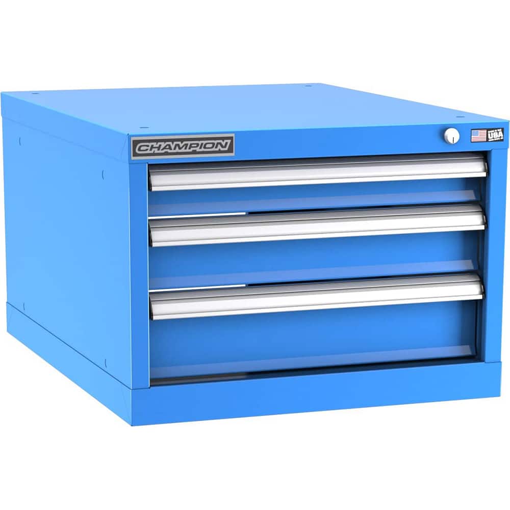Champion Tool Storage - Modular Storage Cabinets; Type: Under-Desk Narrow Width Drawer Cabinet ; Number of Drawers: 3.000 ; Height (Inch): 15-3/4 ; Width (Inch): 22-3/16 ; Depth (Inch): 28-1/2 ; Color: Bright Blue - Exact Tool & Supply