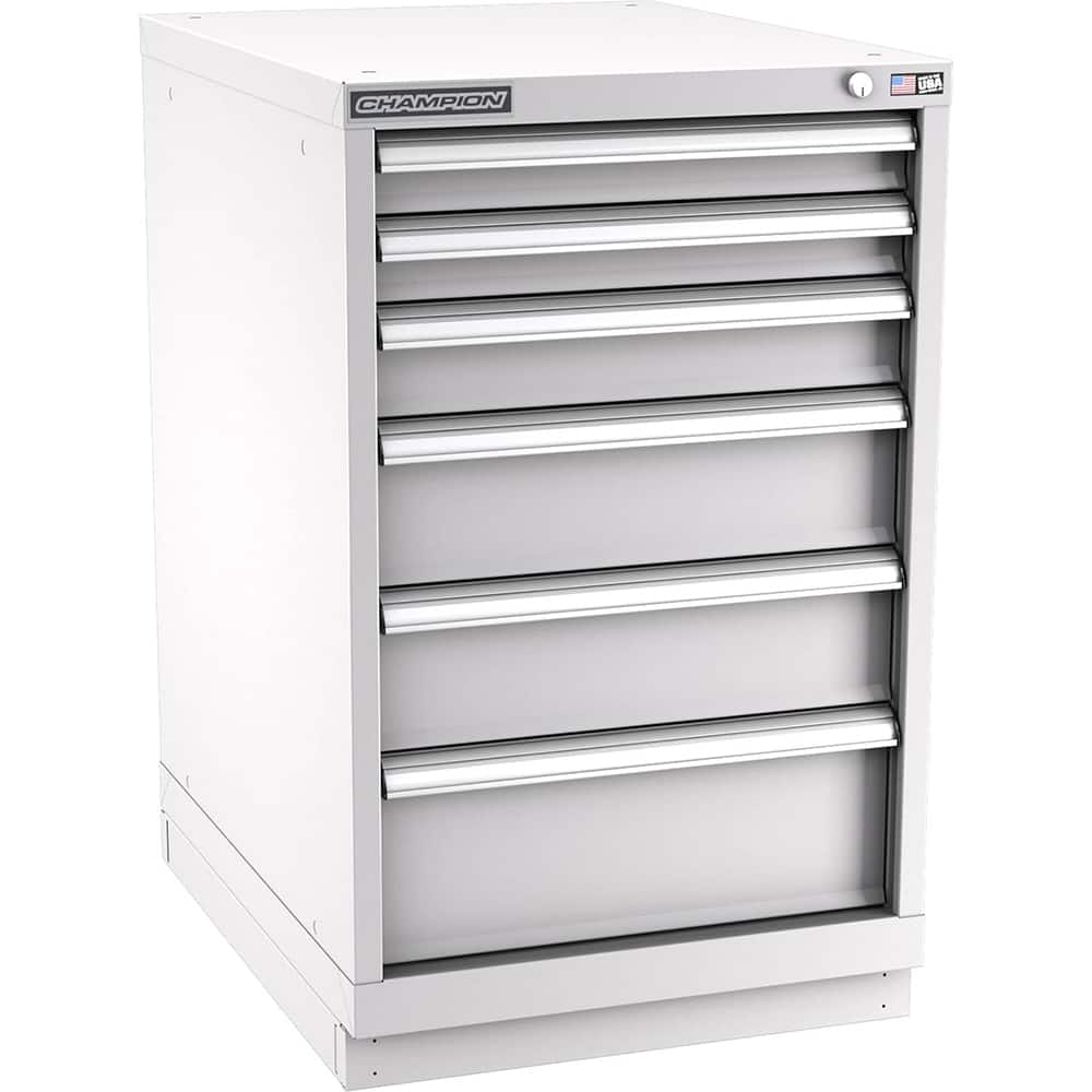 Champion Tool Storage - Modular Storage Cabinets; Type: Bench-Height Narrow Width Drawer Cabinet ; Number of Drawers: 6.000 ; Height (Inch): 35-7/8 ; Width (Inch): 22-3/16 ; Depth (Inch): 28-1/2 ; Color: Light Gray - Exact Tool & Supply
