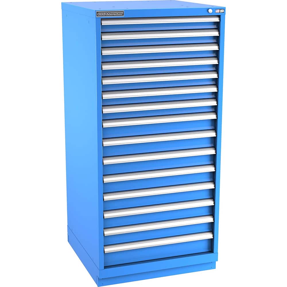 Champion Tool Storage - Modular Storage Cabinets; Type: Eye-Level Standard Width Drawer Cabinet ; Number of Drawers: 15.000 ; Height (Inch): 59-1/2 ; Width (Inch): 28-1/4 ; Depth (Inch): 28-1/2 ; Color: Bright Blue - Exact Tool & Supply