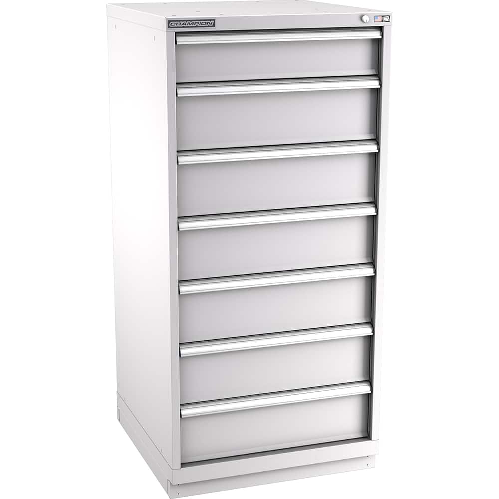 Champion Tool Storage - Modular Storage Cabinets; Type: Eye-Level Standard Width Drawer Cabinet ; Number of Drawers: 7.000 ; Height (Inch): 59-1/2 ; Width (Inch): 28-1/4 ; Depth (Inch): 28-1/2 ; Color: Light Gray - Exact Tool & Supply