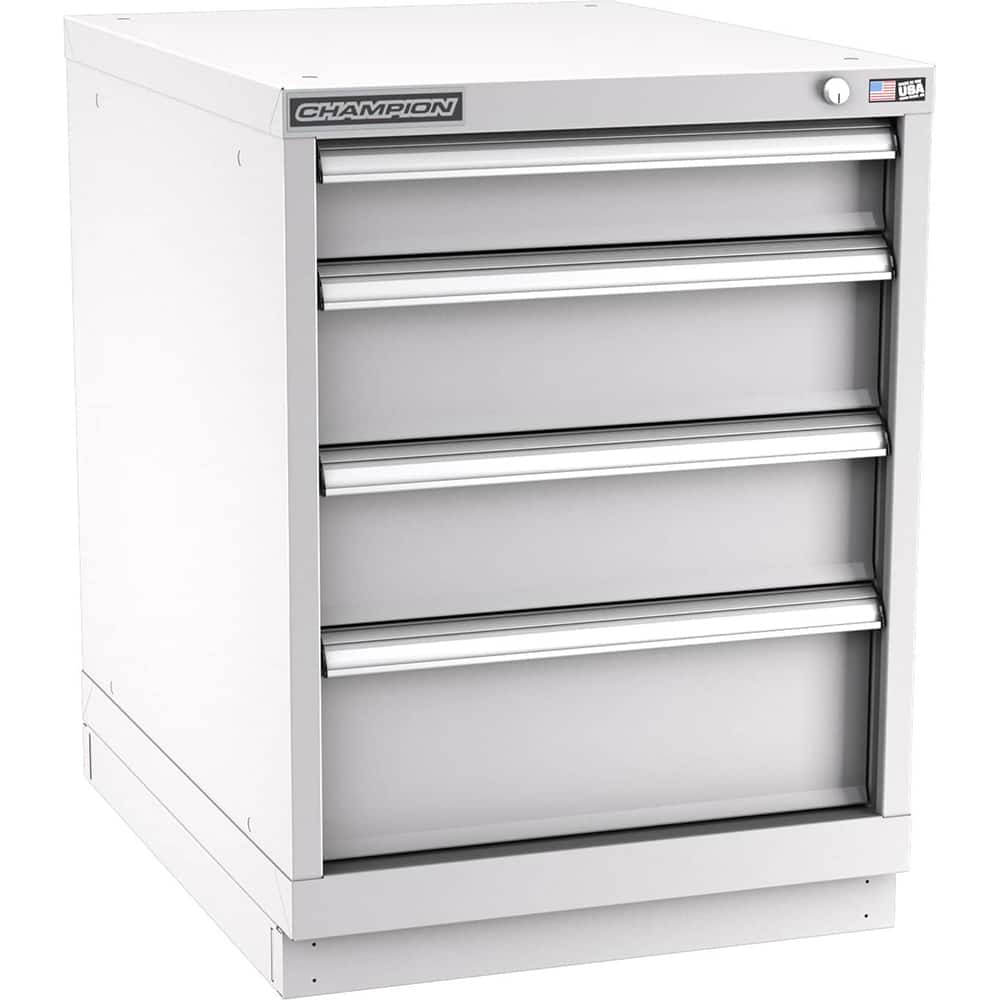 Champion Tool Storage - Modular Storage Cabinets; Type: Desk-Height Narrow Width Drawer Cabinet ; Number of Drawers: 4.000 ; Height (Inch): 29-7/8 ; Width (Inch): 22-3/16 ; Depth (Inch): 28-1/2 ; Color: Light Gray - Exact Tool & Supply