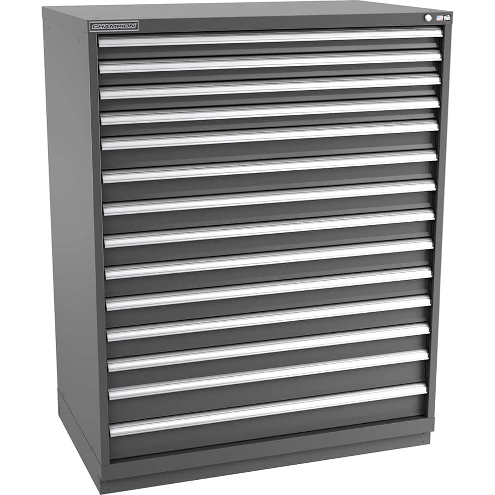 Champion Tool Storage - Modular Storage Cabinets; Type: Eye-Level Extra Width Drawer Cabinet ; Number of Drawers: 14.000 ; Height (Inch): 59-1/2 ; Width (Inch): 47 ; Depth (Inch): 28-1/2 ; Color: Dark Gray - Exact Tool & Supply