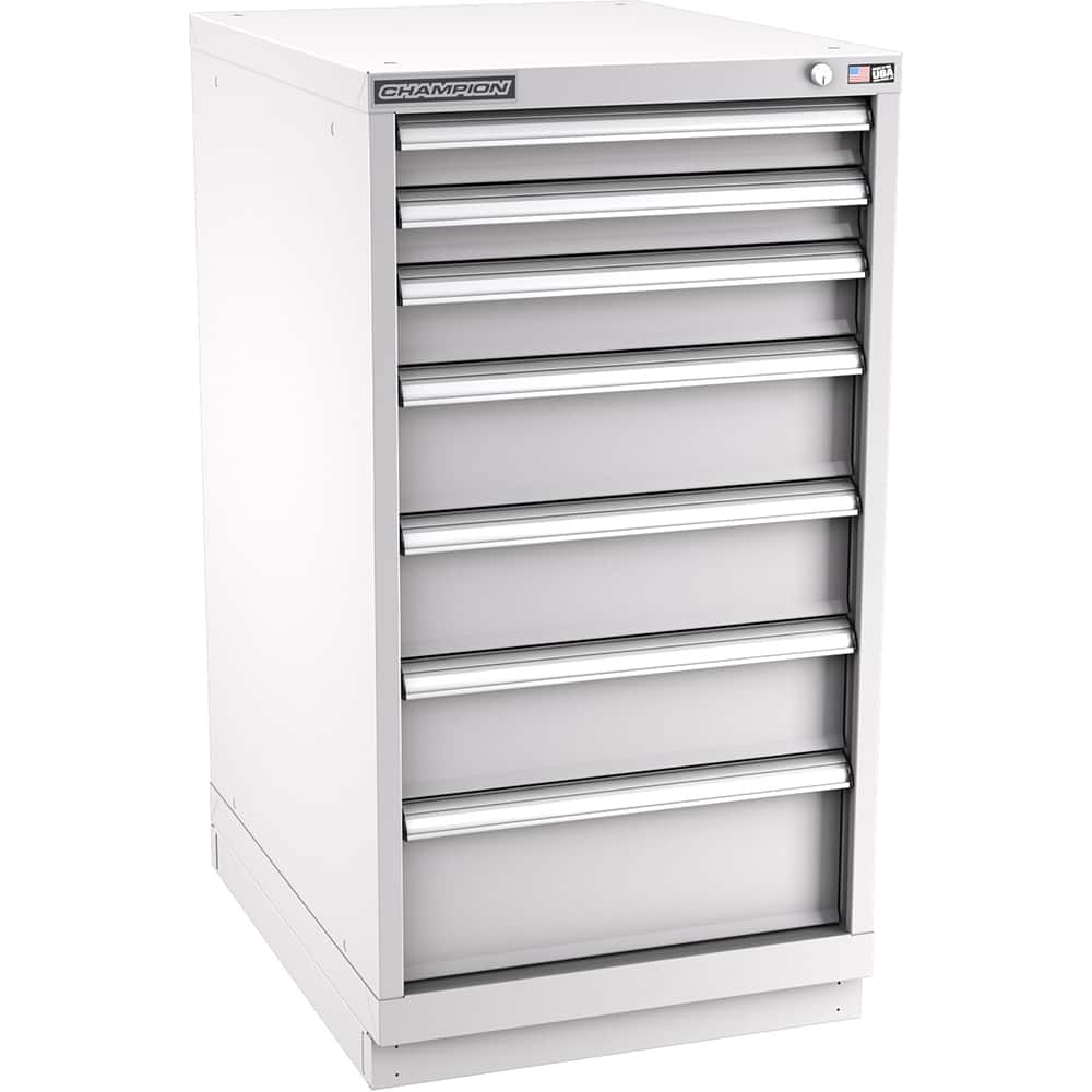 Champion Tool Storage - Modular Storage Cabinets; Type: Bench-Height Double Width Drawer Cabinet ; Number of Drawers: 4.000 ; Height (Inch): 35-7/8 ; Width (Inch): 56-1/2 ; Depth (Inch): 28-1/2 ; Color: Light Gray - Exact Tool & Supply