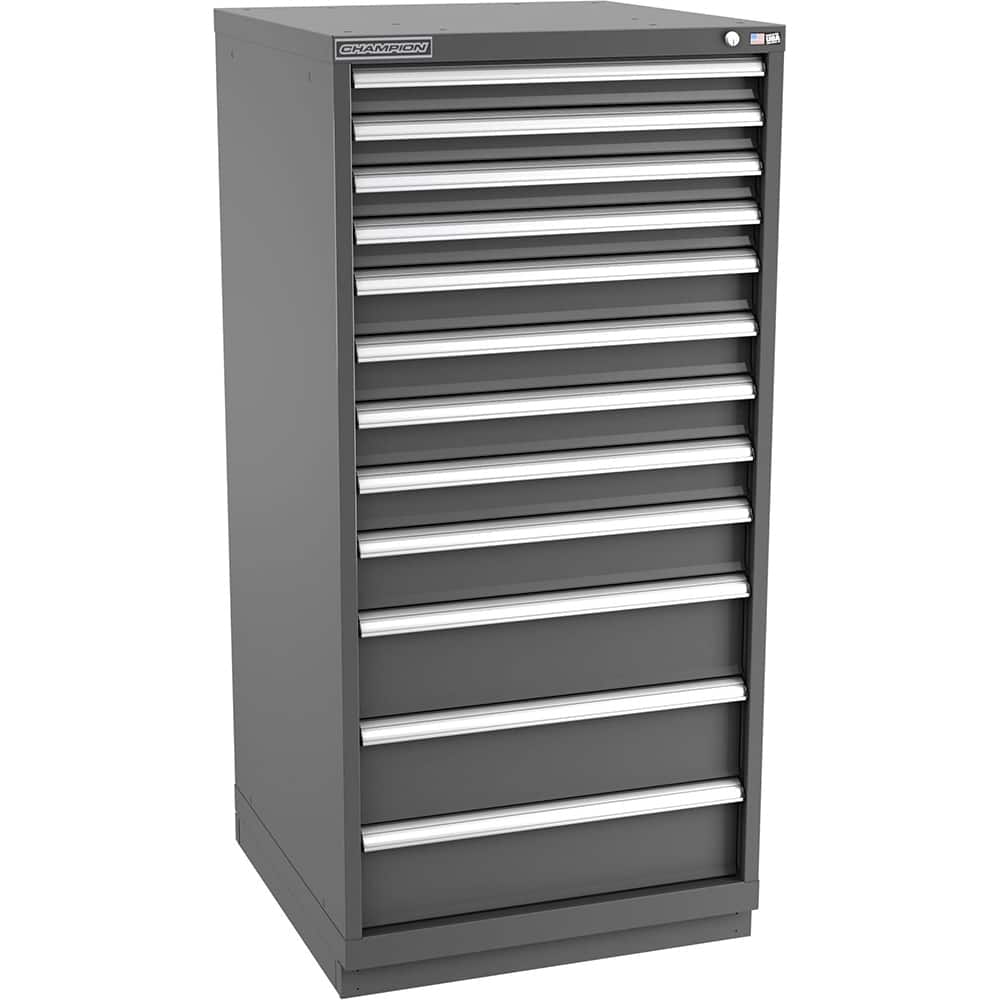 Champion Tool Storage - Modular Storage Cabinets; Type: Eye-Level Standard Width Drawer Cabinet ; Number of Drawers: 12.000 ; Height (Inch): 59-1/2 ; Width (Inch): 28-1/4 ; Depth (Inch): 28-1/2 ; Color: Dark Gray - Exact Tool & Supply