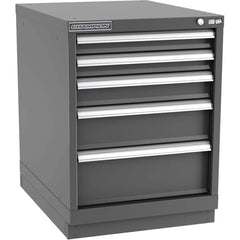 Champion Tool Storage - Modular Storage Cabinets; Type: Desk-Height Narrow Width Drawer Cabinet ; Number of Drawers: 5.000 ; Height (Inch): 29-7/8 ; Width (Inch): 22-3/16 ; Depth (Inch): 28-1/2 ; Color: Dark Gray - Exact Tool & Supply