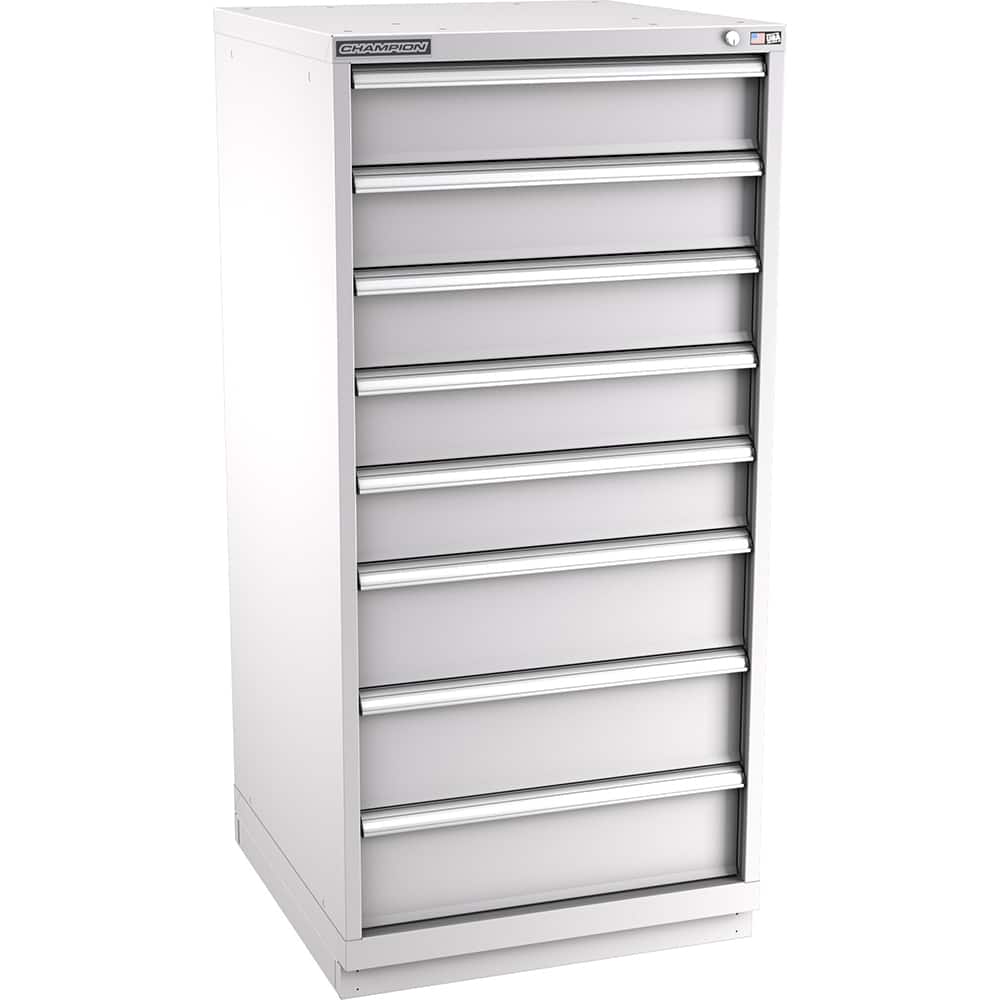 Champion Tool Storage - Modular Storage Cabinets; Type: Eye-Level Standard Width Drawer Cabinet ; Number of Drawers: 8.000 ; Height (Inch): 59-1/2 ; Width (Inch): 28-1/4 ; Depth (Inch): 28-1/2 ; Color: Light Gray - Exact Tool & Supply
