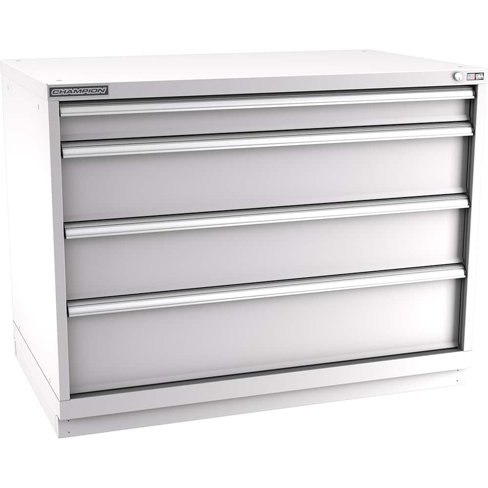 Champion Tool Storage - Modular Storage Cabinets; Type: Bench-Height Extra Width Drawer Cabinet ; Number of Drawers: 4.000 ; Height (Inch): 35-7/8 ; Width (Inch): 47 ; Depth (Inch): 28-1/2 ; Color: Light Gray - Exact Tool & Supply