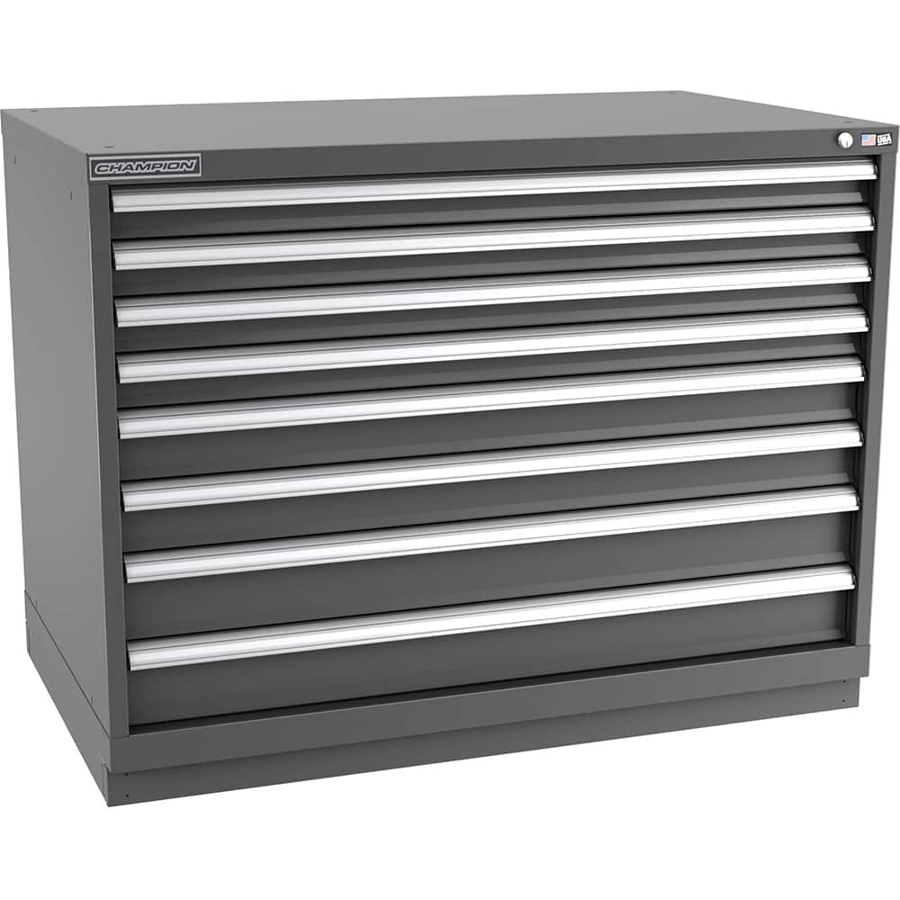 Champion Tool Storage - Modular Storage Cabinets; Type: Bench-Height Extra Width Drawer Cabinet ; Number of Drawers: 8.000 ; Height (Inch): 35-7/8 ; Width (Inch): 47 ; Depth (Inch): 28-1/2 ; Color: Dark Gray - Exact Tool & Supply