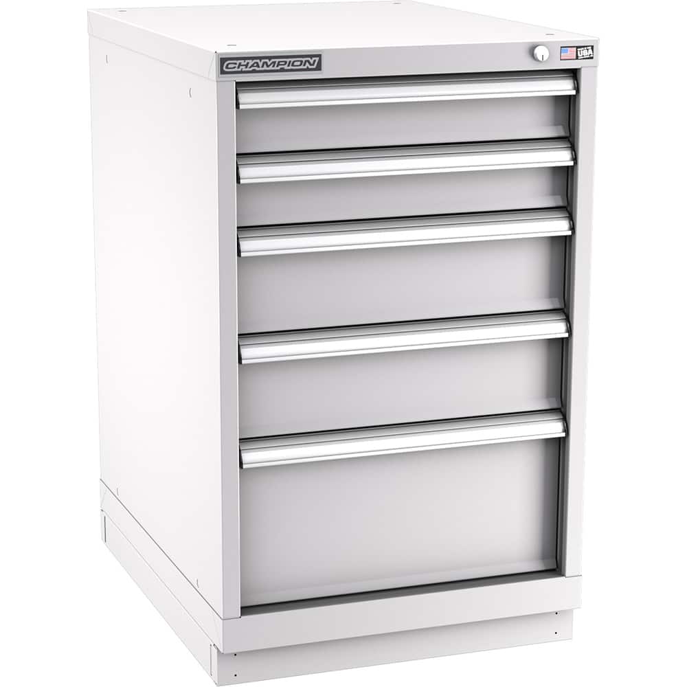 Champion Tool Storage - Modular Storage Cabinets; Type: Bench-Height Narrow Width Drawer Cabinet ; Number of Drawers: 5.000 ; Height (Inch): 35-7/8 ; Width (Inch): 22-3/16 ; Depth (Inch): 28-1/2 ; Color: Light Gray - Exact Tool & Supply