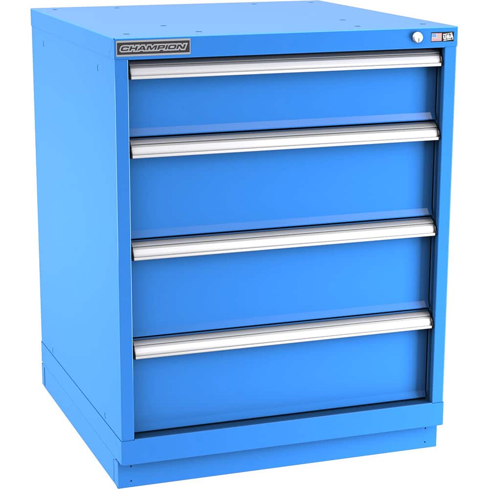 Champion Tool Storage - Modular Storage Cabinets; Type: Bench-Height Standard Width Drawer Cabinet ; Number of Drawers: 4.000 ; Height (Inch): 35-7/8 ; Width (Inch): 28-1/4 ; Depth (Inch): 28-1/2 ; Color: Bright Blue - Exact Tool & Supply