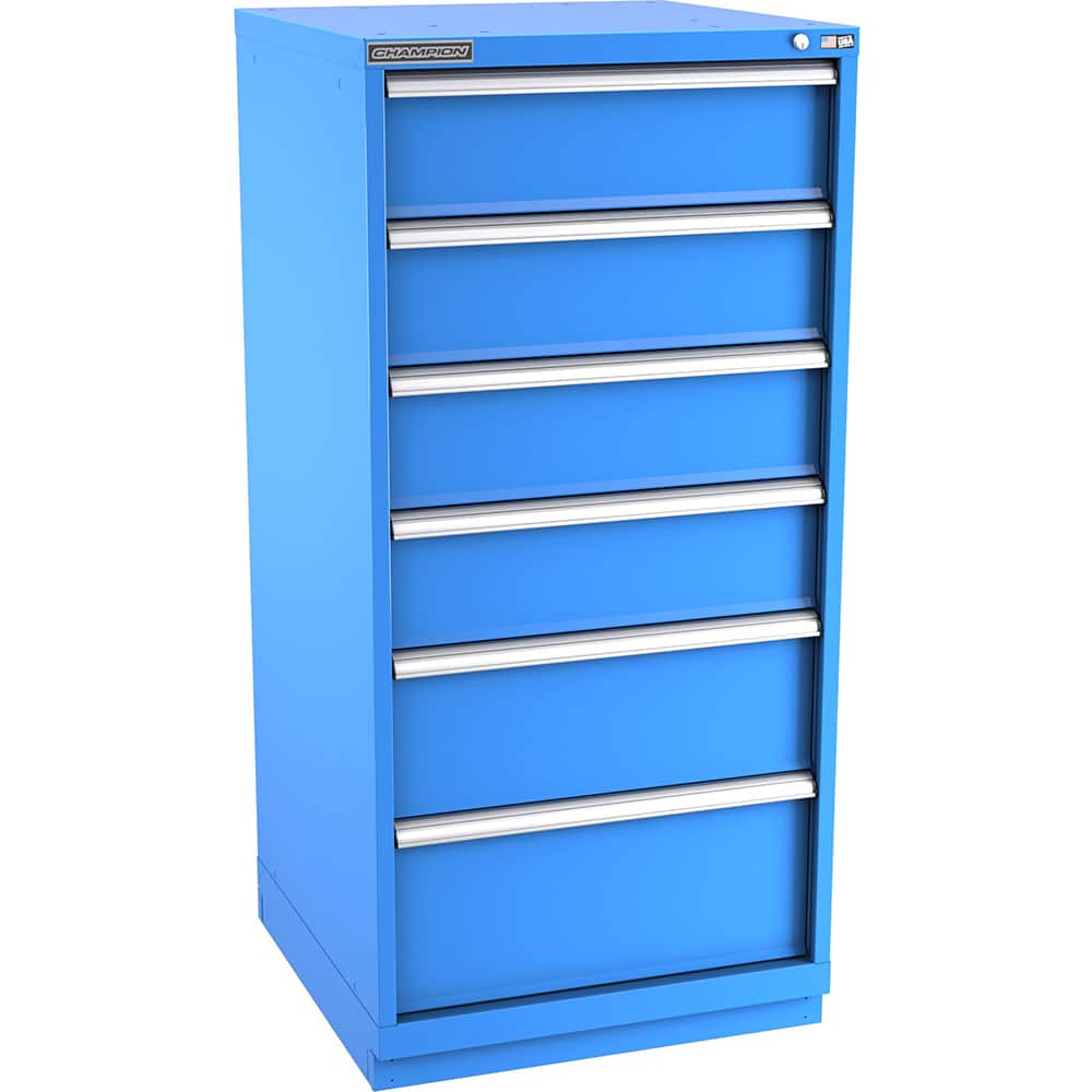 Champion Tool Storage - Modular Storage Cabinets; Type: Eye-Level Standard Width Drawer Cabinet ; Number of Drawers: 6.000 ; Height (Inch): 59-1/2 ; Width (Inch): 28-1/4 ; Depth (Inch): 28-1/2 ; Color: Bright Blue - Exact Tool & Supply