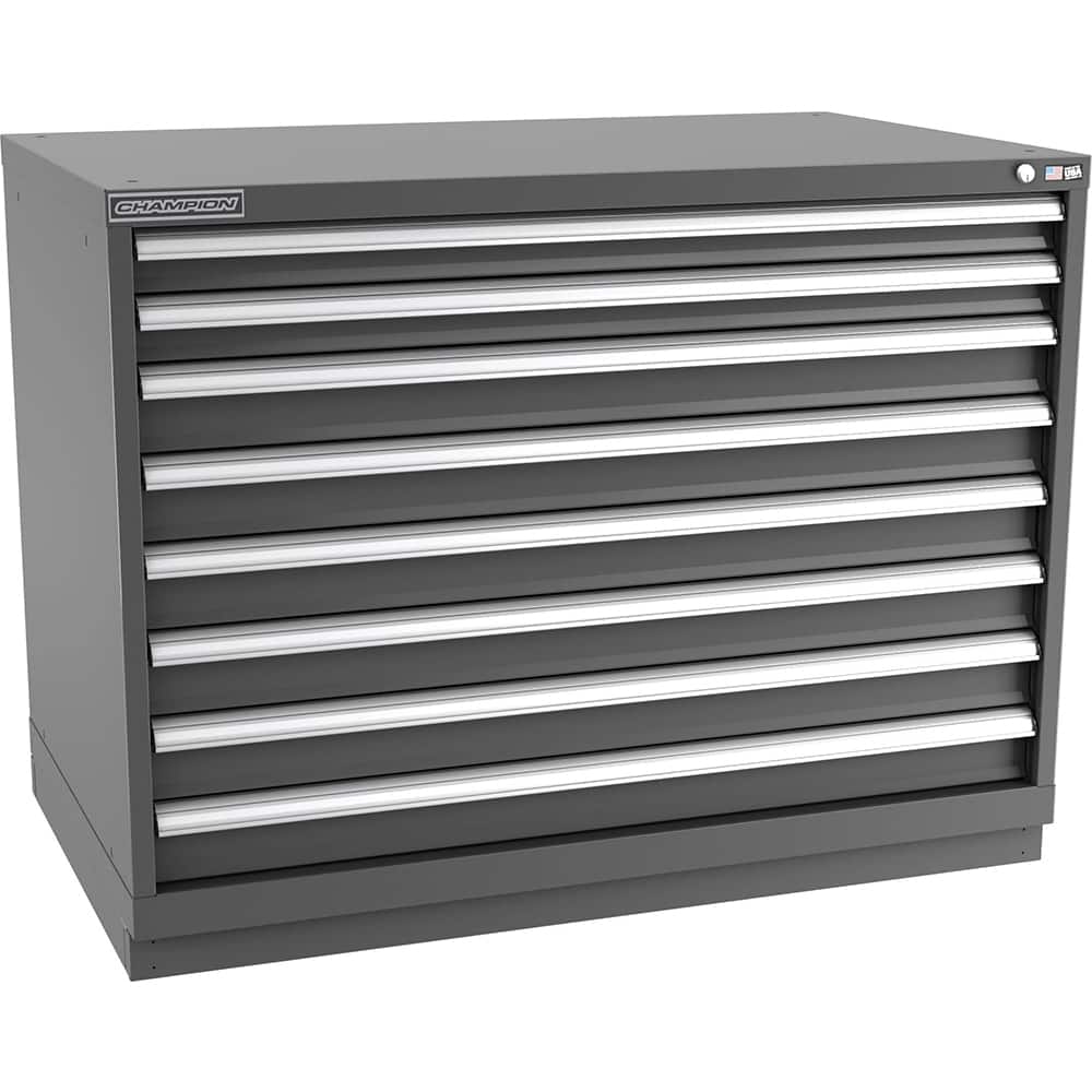 Champion Tool Storage - Modular Storage Cabinets; Type: Bench-Height Extra Width Drawer Cabinet ; Number of Drawers: 8.000 ; Height (Inch): 35-7/8 ; Width (Inch): 47 ; Depth (Inch): 28-1/2 ; Color: Dark Gray - Exact Tool & Supply