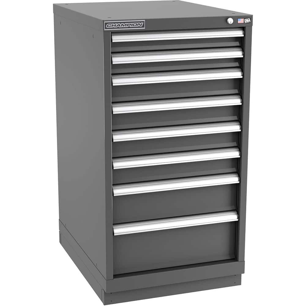 Champion Tool Storage - Modular Storage Cabinets; Type: Counter-Height Narrow Width Drawer Cabinet ; Number of Drawers: 8.000 ; Height (Inch): 41-3/4 ; Width (Inch): 22-3/16 ; Depth (Inch): 28-1/2 ; Color: Dark Gray - Exact Tool & Supply