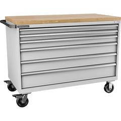 Champion Tool Storage - Mobile Work Centers; Type: Standard Depth Butcher Block Top Cabinet ; Load Capacity (Lb.): 440.000 ; Number of Drawers: 6 ; Width (Inch): 56-1/2 ; Depth (Inch): 28-1/2 ; Height (Inch): 43-1/4 - Exact Tool & Supply