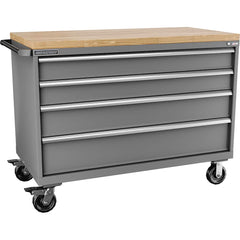 Champion Tool Storage - Mobile Work Centers; Type: Standard Depth Butcher Block Top Cabinet ; Load Capacity (Lb.): 440.000 ; Number of Drawers: 4 ; Width (Inch): 56-1/2 ; Depth (Inch): 28-1/2 ; Height (Inch): 43-1/4 - Exact Tool & Supply
