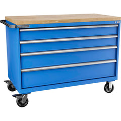 Champion Tool Storage - Mobile Work Centers; Type: Standard Depth Butcher Block Top Cabinet ; Load Capacity (Lb.): 440.000 ; Number of Drawers: 4 ; Width (Inch): 56-1/2 ; Depth (Inch): 28-1/2 ; Height (Inch): 43-1/4 - Exact Tool & Supply