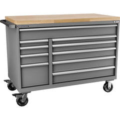 Champion Tool Storage - Mobile Work Centers; Type: Standard Depth Butcher Block Top Cabinet ; Load Capacity (Lb.): 440.000 ; Number of Drawers: 10 ; Width (Inch): 56-1/2 ; Depth (Inch): 28-1/2 ; Height (Inch): 33-1/2 - Exact Tool & Supply