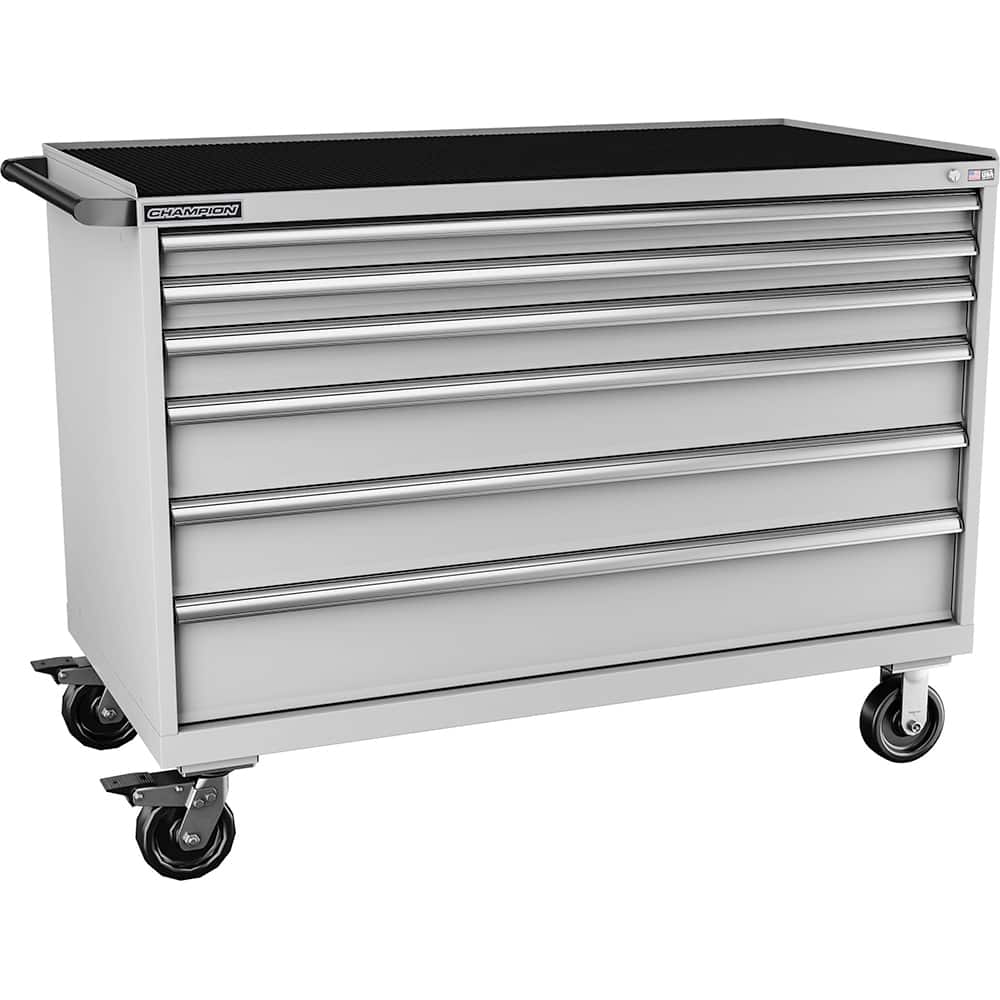Champion Tool Storage - Mobile Work Centers; Type: Standard Depth Retainer Top Cabinet ; Load Capacity (Lb.): 440.000 ; Number of Drawers: 6 ; Width (Inch): 56-1/2 ; Depth (Inch): 28-1/2 ; Height (Inch): 43-1/4 - Exact Tool & Supply