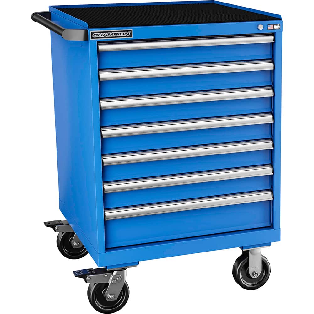 Champion Tool Storage - Mobile Work Centers; Type: Standard Depth Retainer Top Cabinet ; Load Capacity (Lb.): 440.000 ; Number of Drawers: 7 ; Width (Inch): 28-1/4 ; Depth (Inch): 28-1/2 ; Height (Inch): 43-1/4 - Exact Tool & Supply