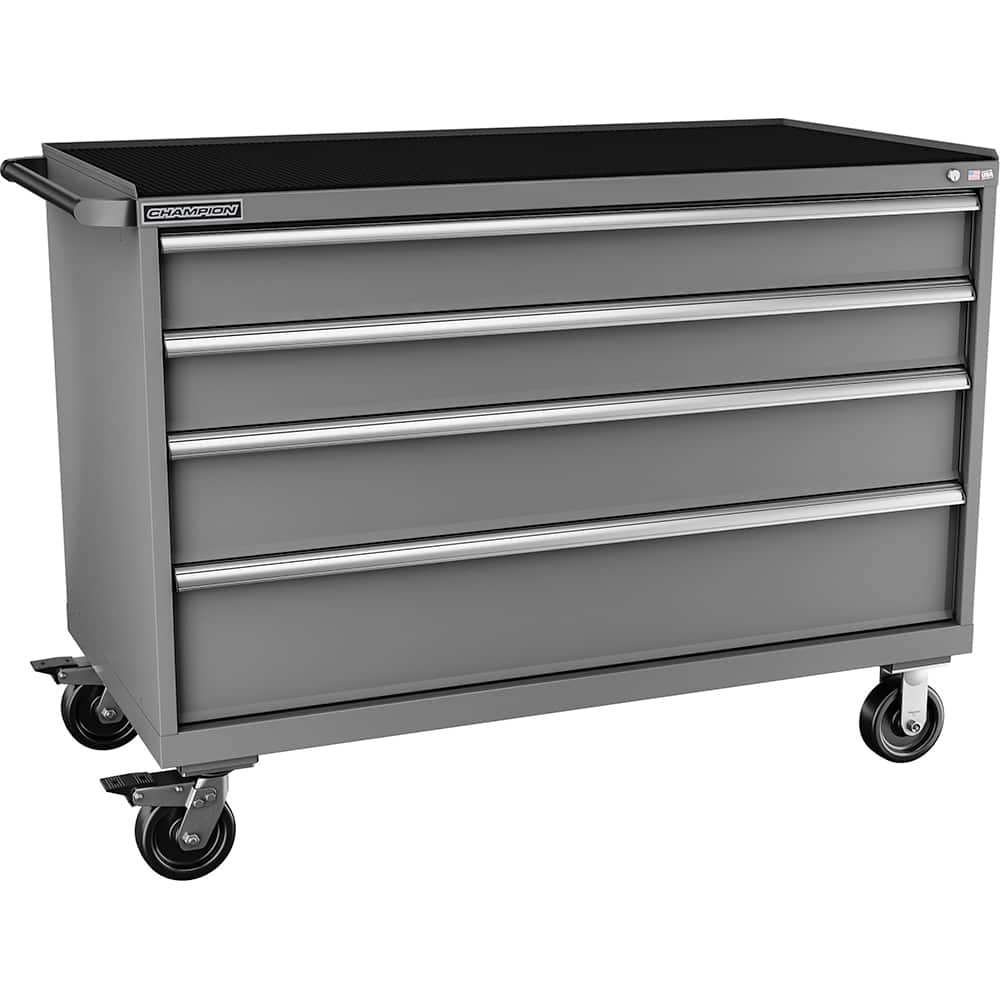 Champion Tool Storage - Mobile Work Centers; Type: Standard Depth Retainer Top Cabinet ; Load Capacity (Lb.): 440.000 ; Number of Drawers: 4 ; Width (Inch): 56-1/2 ; Depth (Inch): 28-1/2 ; Height (Inch): 43-1/4 - Exact Tool & Supply