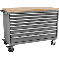 Champion Tool Storage - Mobile Work Centers; Type: Standard Depth Butcher Block Top Cabinet ; Load Capacity (Lb.): 440.000 ; Number of Drawers: 8 ; Width (Inch): 56-1/2 ; Depth (Inch): 28-1/2 ; Height (Inch): 43-1/4 - Exact Tool & Supply