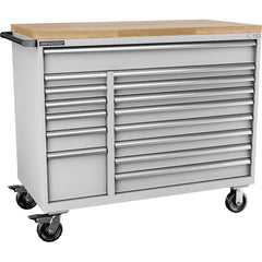 Champion Tool Storage - Mobile Work Centers; Type: Standard Depth Butcher Block Top Cabinet ; Load Capacity (Lb.): 440.000 ; Number of Drawers: 13 ; Width (Inch): 56-1/2 ; Depth (Inch): 28-1/2 ; Height (Inch): 39-3/8 - Exact Tool & Supply