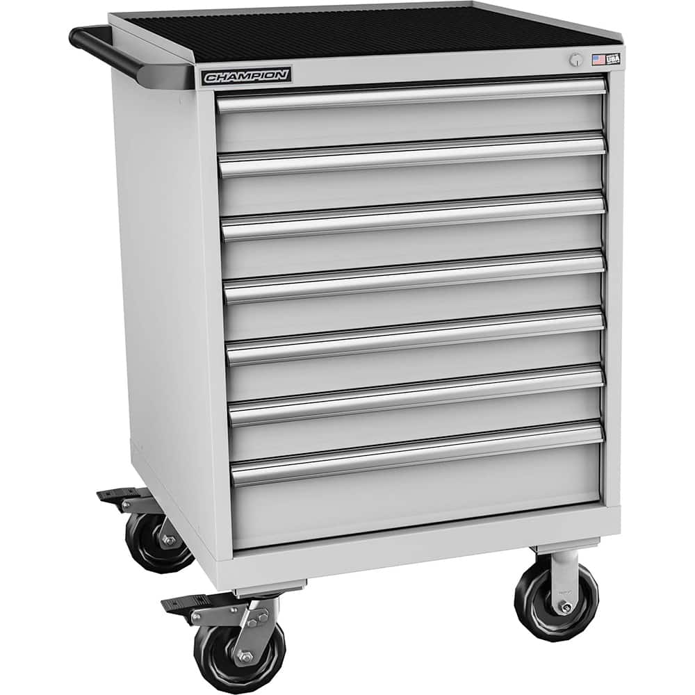 Champion Tool Storage - Mobile Work Centers; Type: Standard Depth Retainer Top Cabinet ; Load Capacity (Lb.): 440.000 ; Number of Drawers: 7 ; Width (Inch): 28-1/4 ; Depth (Inch): 28-1/2 ; Height (Inch): 43-1/4 - Exact Tool & Supply