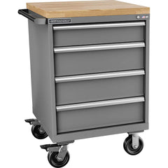 Champion Tool Storage - Mobile Work Centers; Type: Standard Depth Butcher Block Top Cabinet ; Load Capacity (Lb.): 440.000 ; Number of Drawers: 4 ; Width (Inch): 28-1/4 ; Depth (Inch): 28-1/2 ; Height (Inch): 43-1/4 - Exact Tool & Supply