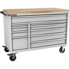 Champion Tool Storage - Mobile Work Centers; Type: Standard Depth Butcher Block Top Cabinet ; Load Capacity (Lb.): 440.000 ; Number of Drawers: 10 ; Width (Inch): 56-1/2 ; Depth (Inch): 28-1/2 ; Height (Inch): 33-1/2 - Exact Tool & Supply