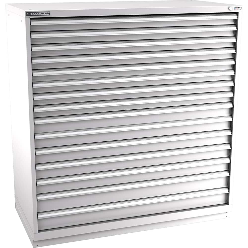 Champion Tool Storage - Modular Storage Cabinets; Type: Eye-Level Double Width Drawer Cabinet ; Number of Drawers: 15.000 ; Height (Inch): 59-1/2 ; Width (Inch): 56-1/2 ; Depth (Inch): 28-1/2 ; Color: Light Gray - Exact Tool & Supply