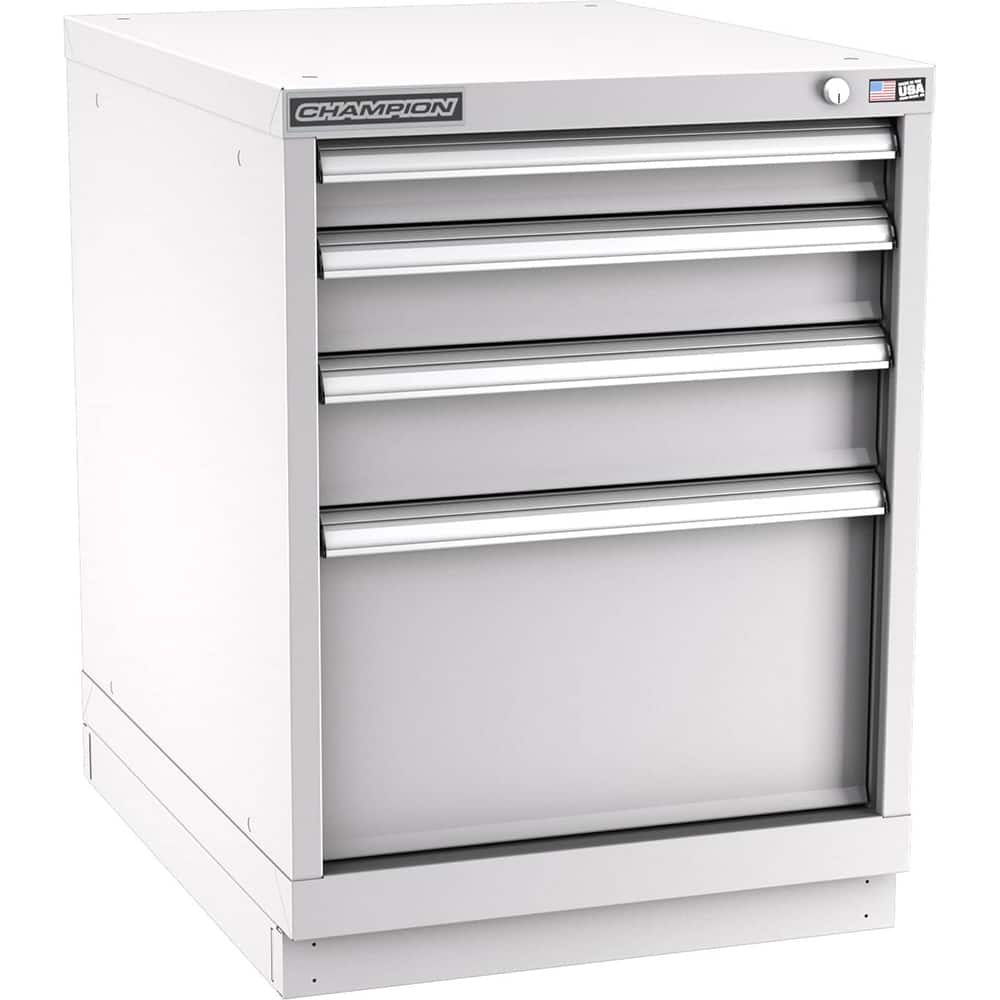 Champion Tool Storage - Modular Storage Cabinets; Type: Desk-Height Narrow Width Drawer Cabinet ; Number of Drawers: 4.000 ; Height (Inch): 29-7/8 ; Width (Inch): 22-3/16 ; Depth (Inch): 28-1/2 ; Color: Light Gray - Exact Tool & Supply