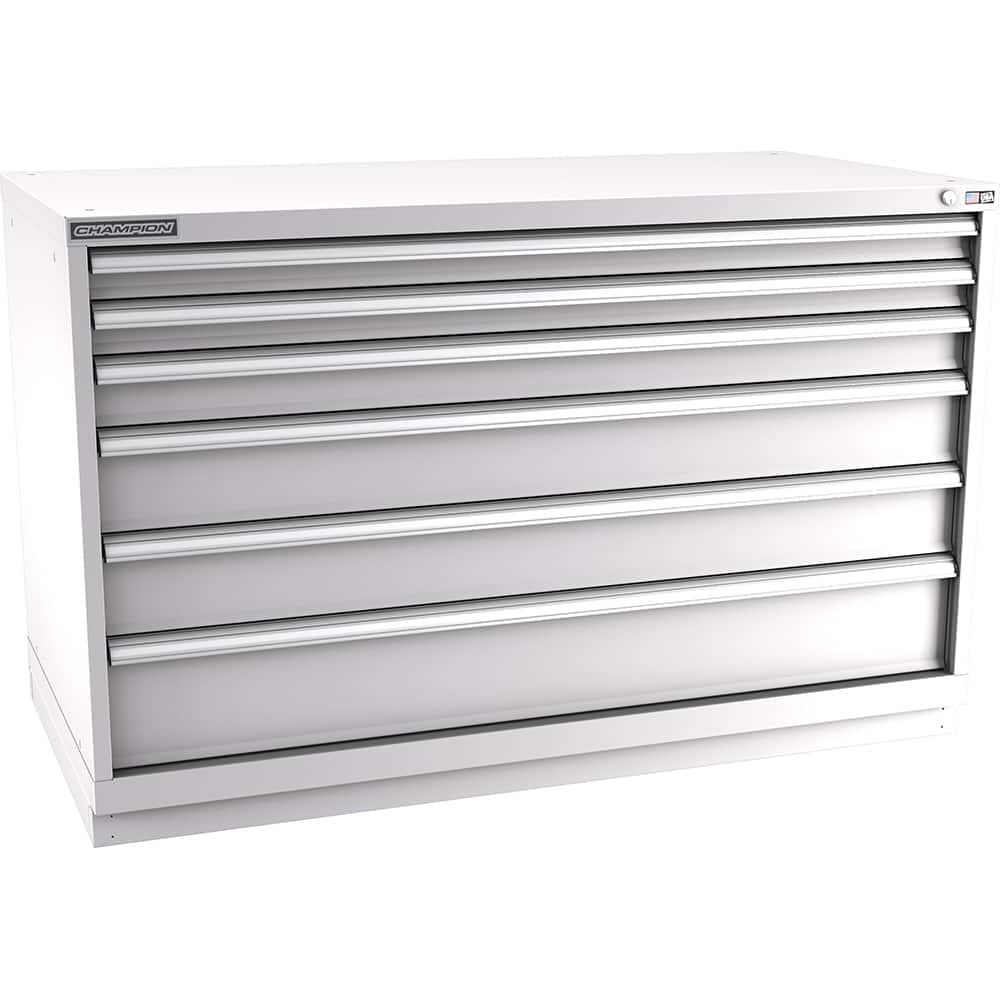 Champion Tool Storage - Modular Storage Cabinets; Type: Bench-Height Double Width Drawer Cabinet ; Number of Drawers: 6.000 ; Height (Inch): 35-7/8 ; Width (Inch): 56-1/2 ; Depth (Inch): 28-1/2 ; Color: Light Gray - Exact Tool & Supply