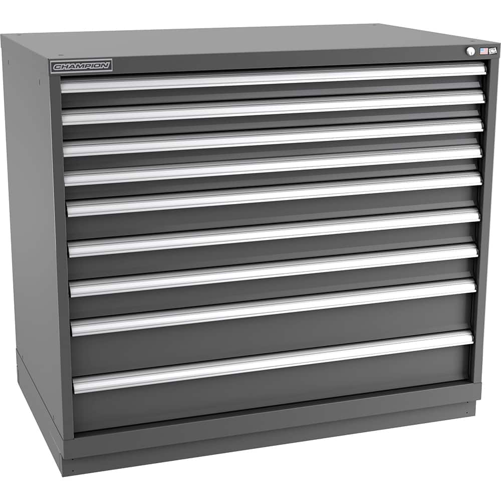 Champion Tool Storage - Modular Storage Cabinets; Type: Counter-Height Extra Width Drawer Cabinet ; Number of Drawers: 9.000 ; Height (Inch): 41-3/4 ; Width (Inch): 47 ; Depth (Inch): 28-1/2 ; Color: Dark Gray - Exact Tool & Supply