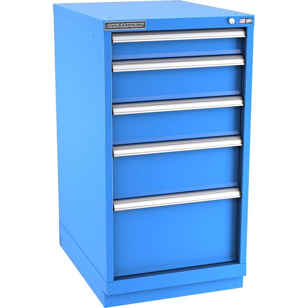 Champion Tool Storage - Modular Storage Cabinets; Type: Counter-Height Narrow Width Drawer Cabinet ; Number of Drawers: 5.000 ; Height (Inch): 41-3/4 ; Width (Inch): 22-3/16 ; Depth (Inch): 28-1/2 ; Color: Bright Blue - Exact Tool & Supply