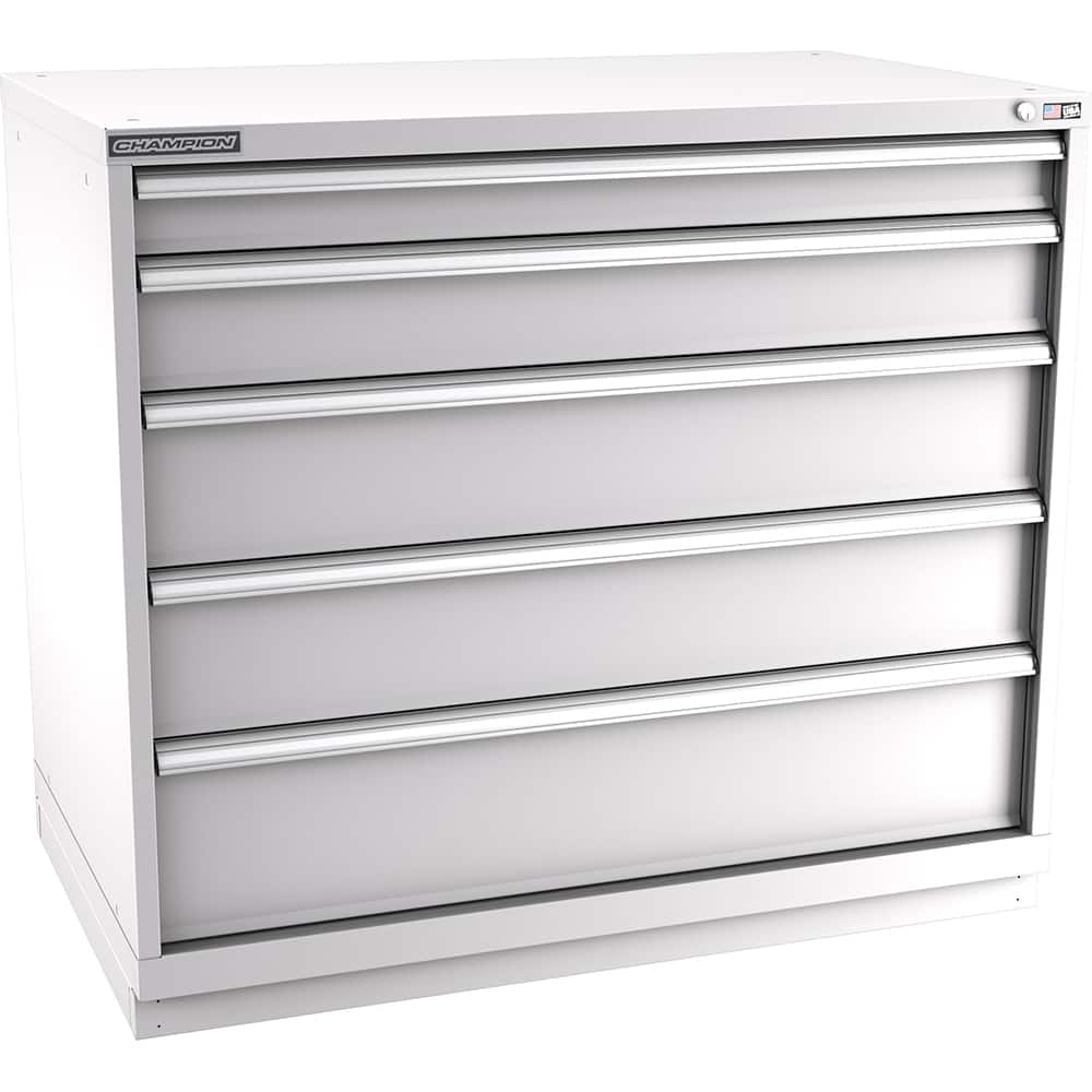 Champion Tool Storage - Modular Storage Cabinets; Type: Counter-Height Extra Width Drawer Cabinet ; Number of Drawers: 5.000 ; Height (Inch): 41-3/4 ; Width (Inch): 47 ; Depth (Inch): 28-1/2 ; Color: Light Gray - Exact Tool & Supply